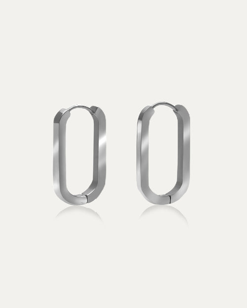 Aly Silver Oval Hoops