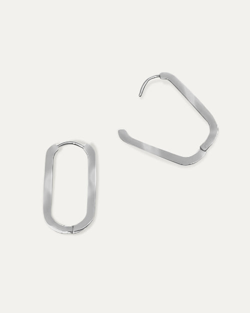 Aly Silver Oval Hoops