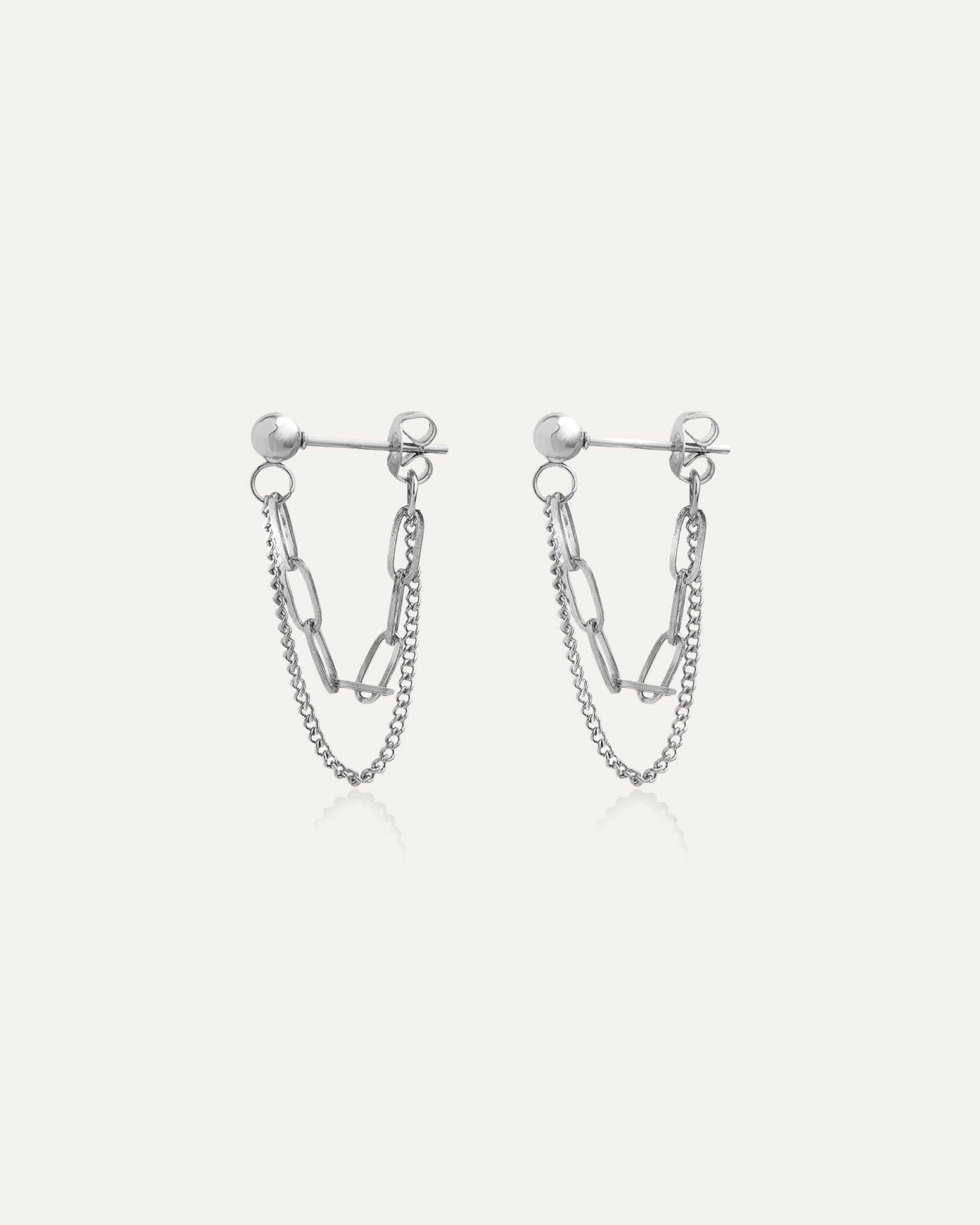 Dana Silver Double Chain Earrings