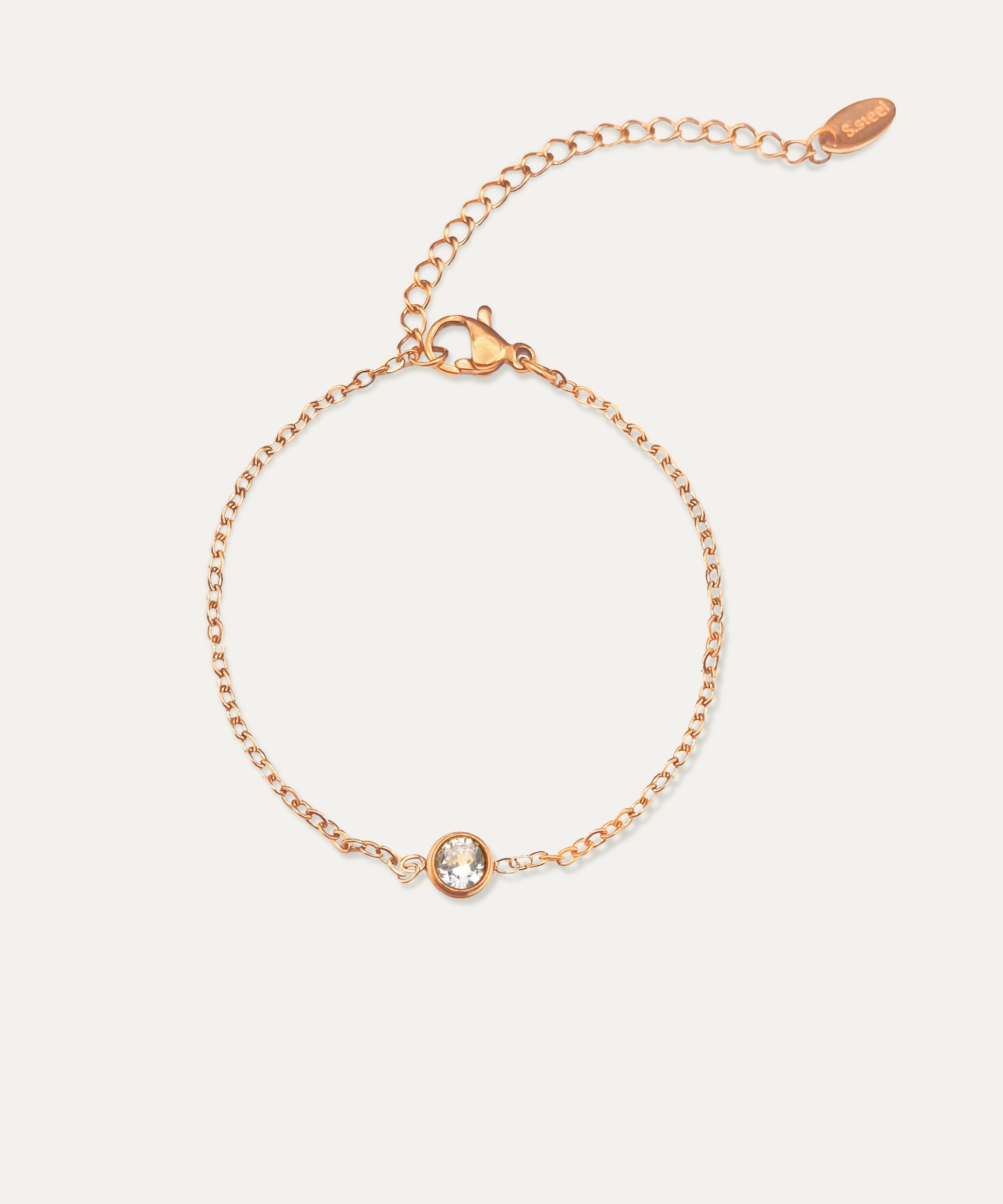 Eva Rose Gold Solitaire Chain Bracelet