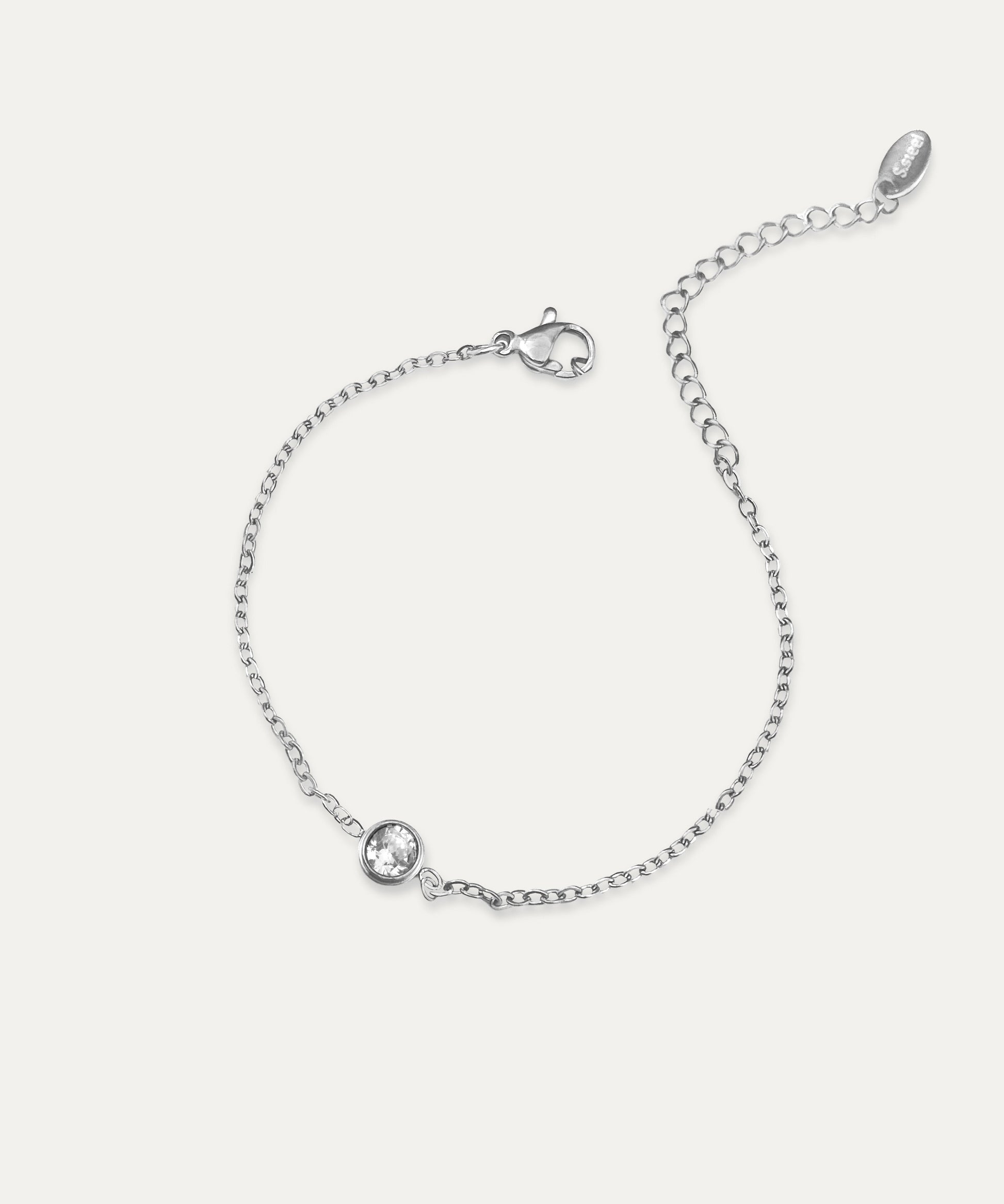 Eva Silver Solitaire Chain Bracelet
