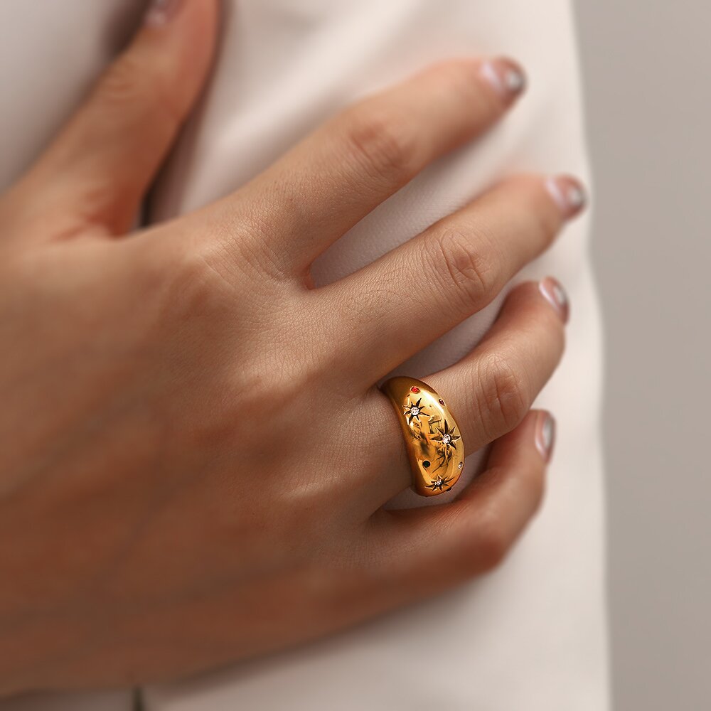 Galaxy Gold Dome Ring