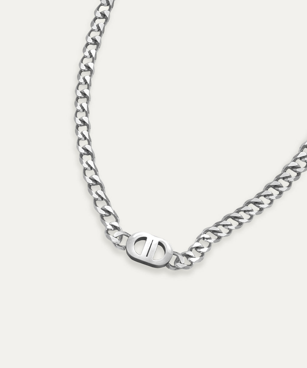 Saint Silver Curb Chain Necklace